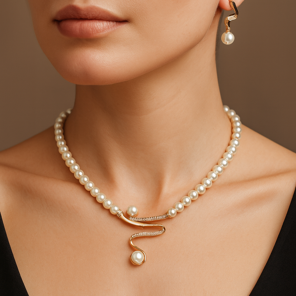 ファビエンヌ - パールネックレス + イヤリングセット