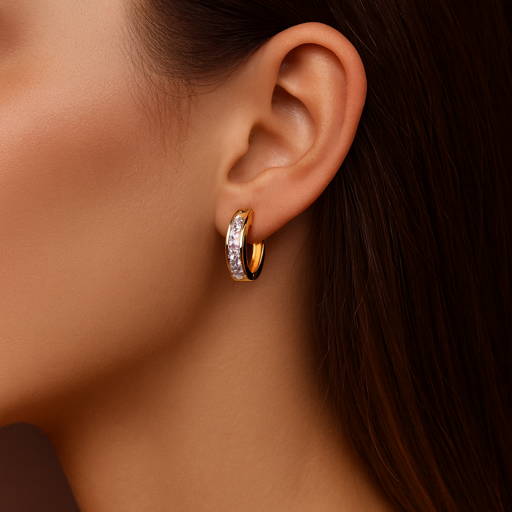 パヴリーナ - クリスタル付きエレガントなゴールドイヤリング