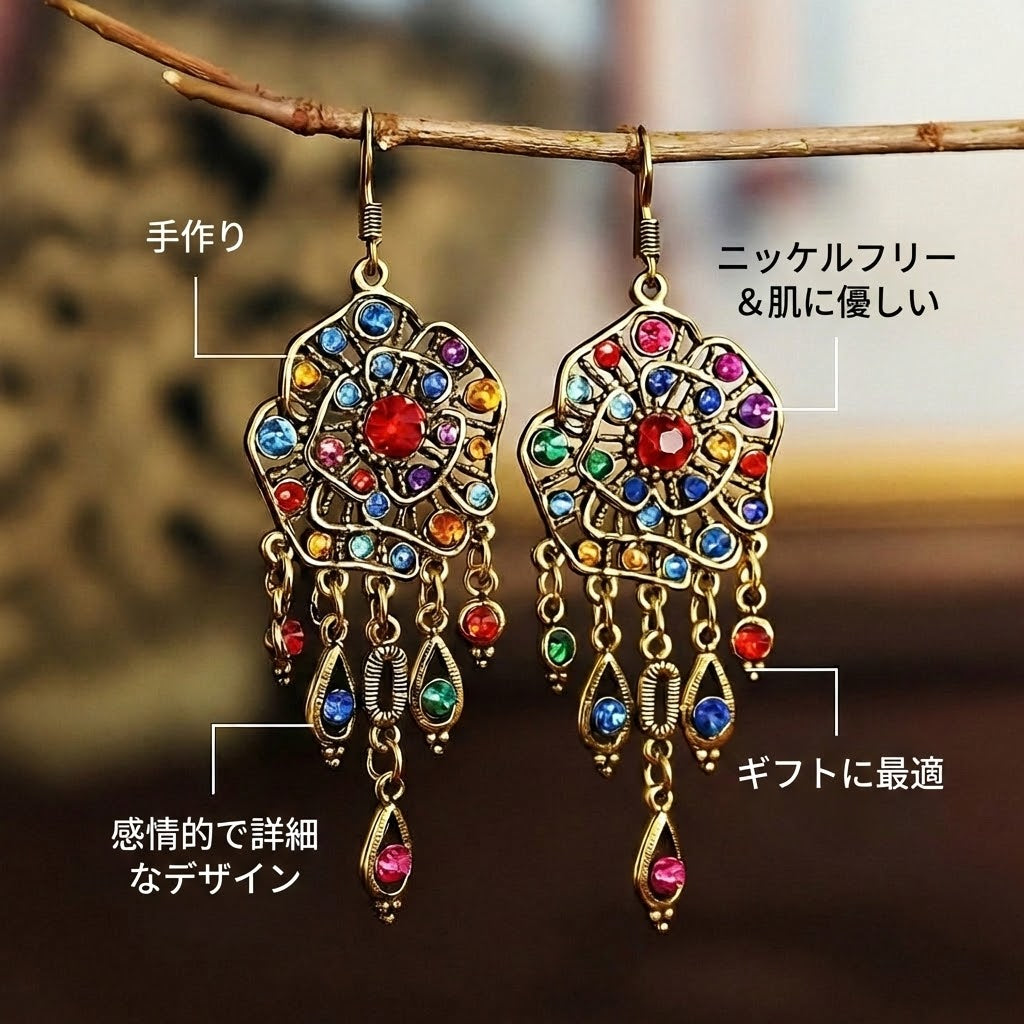 ビアトリクス – ボヘミアンチャームのカラフルなイヤリング