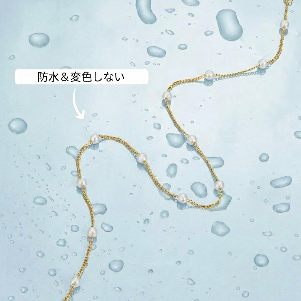 ミリアム – ハーモニックな長さのゴールドネックレス。