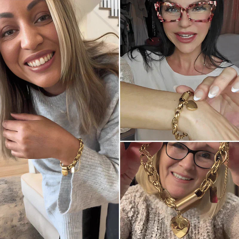 チャンクyハートピースブレスレット | ゴールド