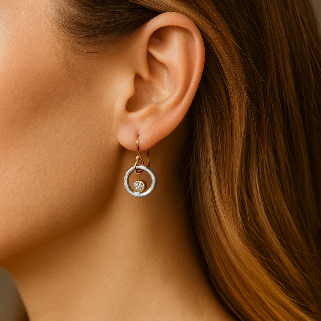 マルレーヌ - ゴールドとシルバーのレトロイヤリング