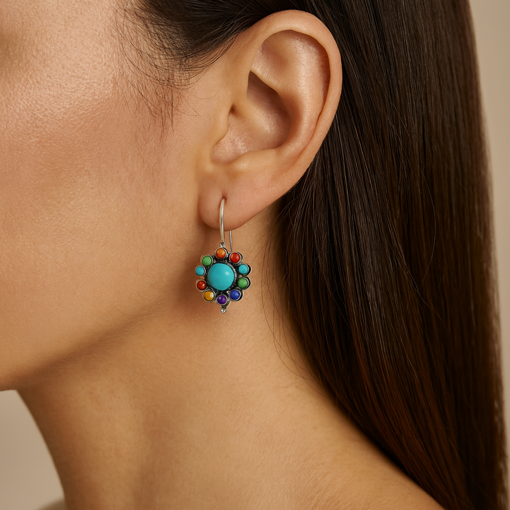 レオノーラ – オーバルストーンのシルバーイヤリング。