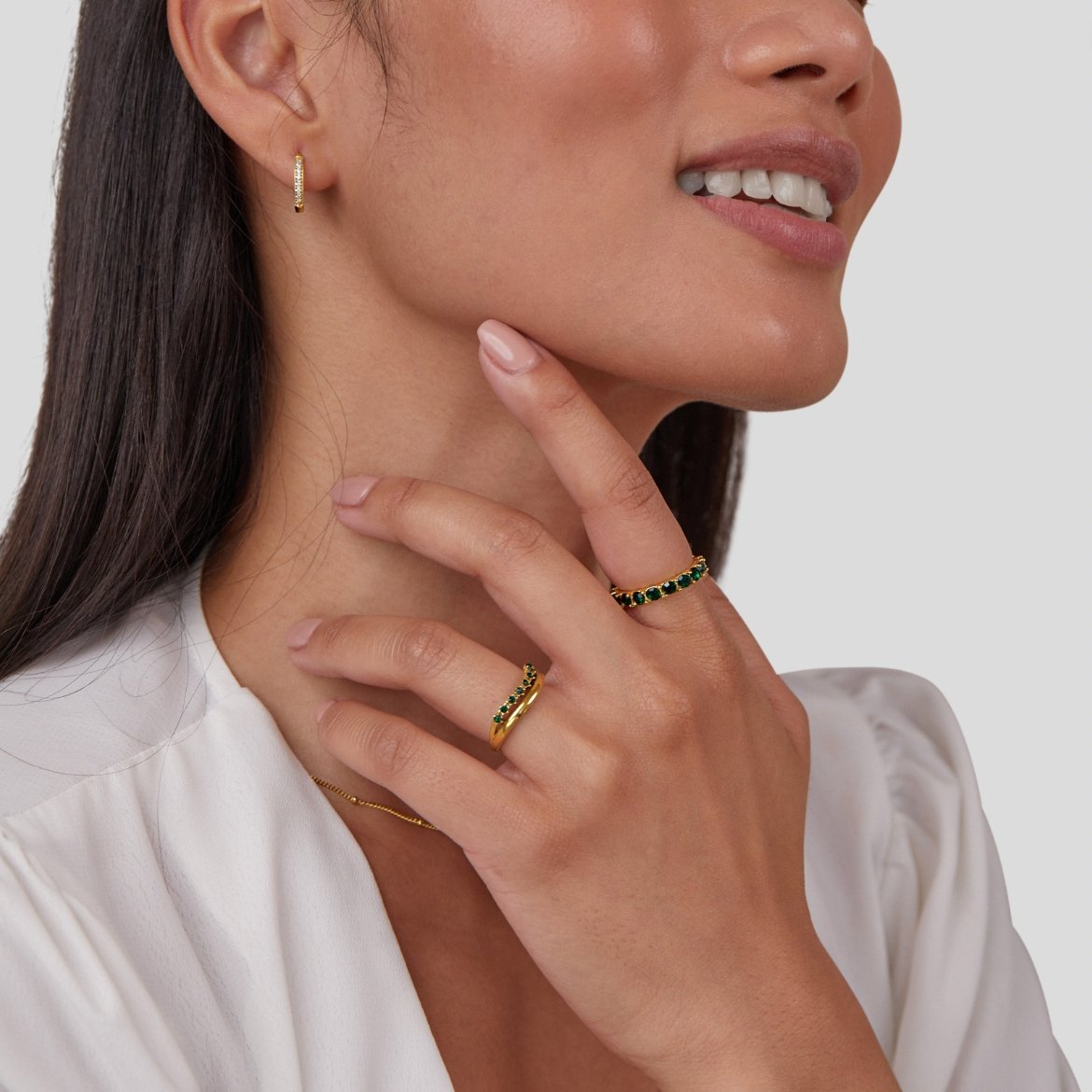 エリーザ – 繊細なダブルラインのゴールドリング